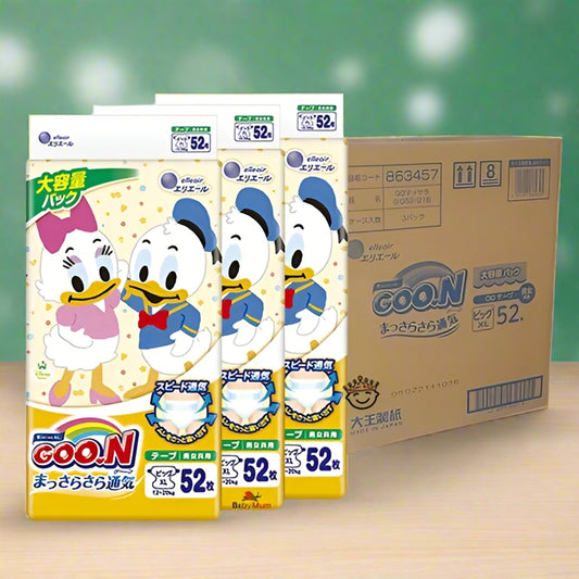 GOO.N Disney Ultra Dry Smooth Breathable Nappy Size XL - 3 Packs (52Pk) for 12-20kg Babies