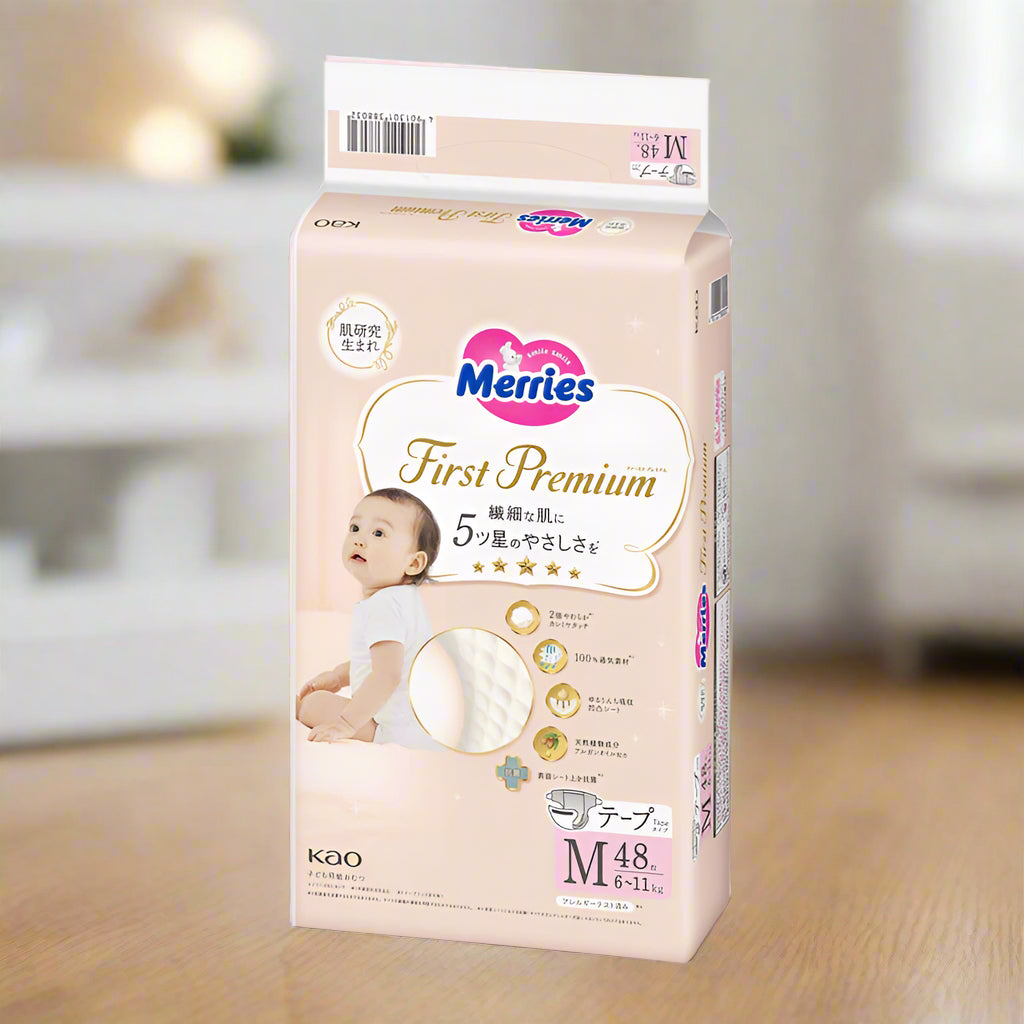 Merries First Premium Nappy Size M (6-11kg) - 48Pk