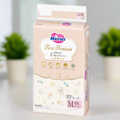 Merries First Premium Nappy Size M (6-11kg) - 48Pk