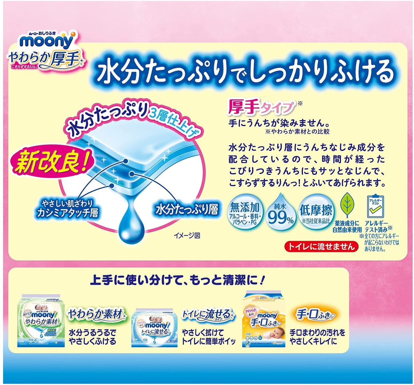 Unicharm Moony Hand & Mouth Wipes Refill Pack - 464 pack