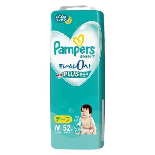 Pampers Silky Smooth Care Nappy Size M (6-11kg) - 52 Pack, Ultimate Comfort with PLUS Ultra-Absorbent Gel