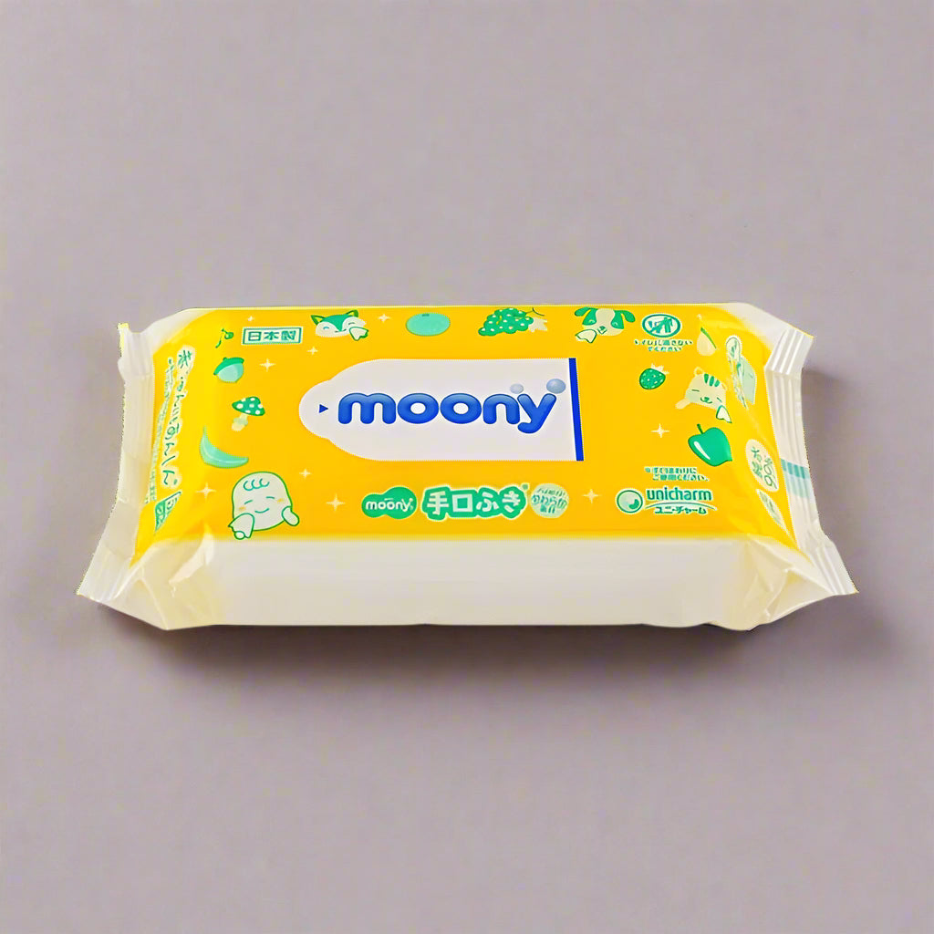 Unicharm Moony Baby Hand & Mouth Wipes – 99% Pure Water, Made in Japan, No Additives, Soft & Safe for Babies
