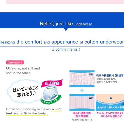 Kao Relief Adult Pants Ultra Thin White Size L-XL 2 Pack – 2 Rounds of Absorption – Just Like Underwear