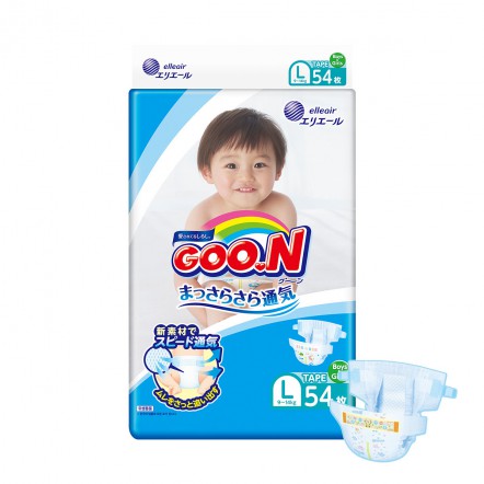 GOO.N Ultra Soft Dry Vitamin E Nappy Size L - 216 Pieces (4 Packs) - Carton Deal for 9-14kg Babies