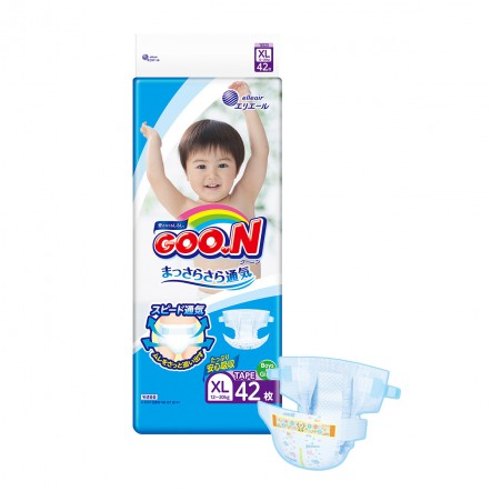 4-Pack GOO.N Ultra Dry & Soft Vitamin E Nappies Size XL for 12-20Kg Babies 42Pack Carton Sale