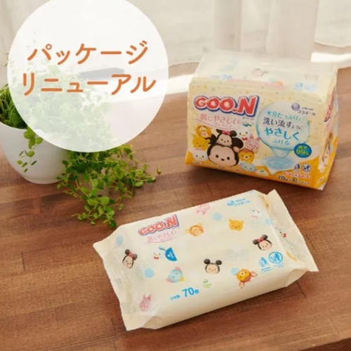 GOO.N Skin Friendly Baby Disney Tsum Tsum Wipe Refills 1 Carton of 2,520 Sheets (70 Sheets x 3 x 12 Packs)