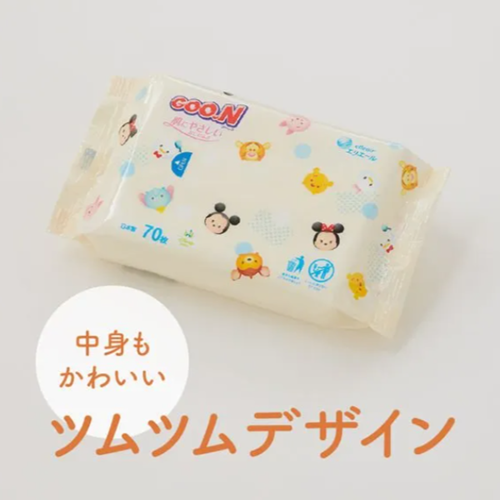 GOO.N Skin Friendly Baby Disney Tsum Tsum Wipe Refills 1 Carton of 2,520 Sheets (70 Sheets x 3 x 12 Packs)