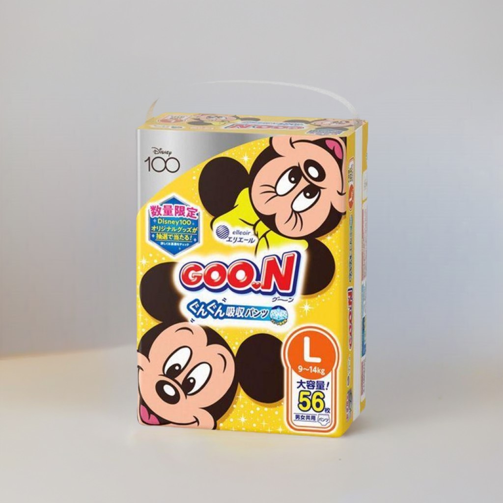 3-Pack Carton Sale: Goo.N Disney Limited Edition Nappy Pants L (9-14kg) - Jumbo Pack of 56 | Smooth Ventilation, Top Quality