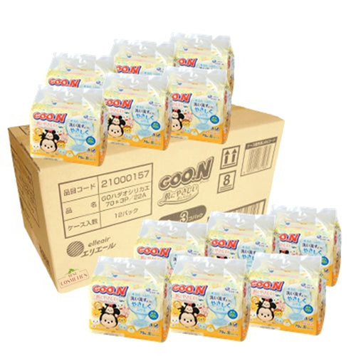 GOO.N Skin Friendly Baby Disney Tsum Tsum Wipe Refills 1 Carton of 2,520 Sheets (70 Sheets x 3 x 12 Packs)