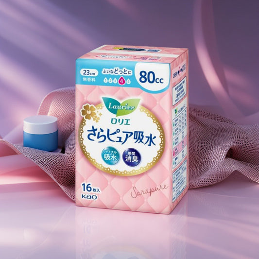 Kao Laurier Sara Pure Slim Incontinence Pads 80cc (16 Pack) | Light Bladder Leakage Pads Australia | Unscented Japanese Personal Care | NappyKing