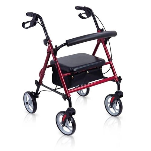 Lightweight Rollator Walker with Seat & Backrest – Foldable 4‑Wheel Mobility Aid