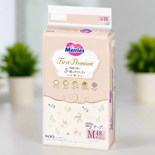Merries First Premium Nappy Size M (6-11kg) - 48Pk
