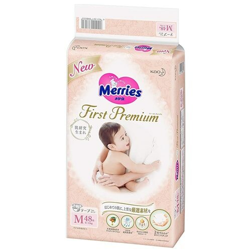 4 Packs Carton Deal Merries First Premium Nappy Size M for 6-11kg Babies 48PK the Best for Your Baby