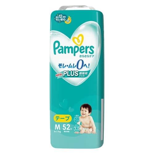 Pampers Silky Smooth Care Nappy Size M (6-11kg) - 52 Pack, Ultimate Comfort with PLUS Ultra-Absorbent Gel 