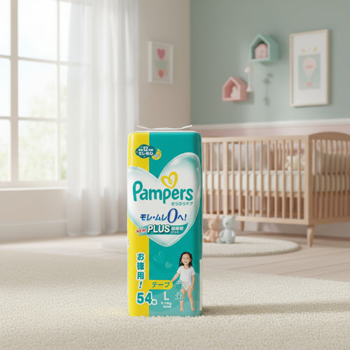 Pampers Silky Smooth Care Nappy Size L (9-14kg) - 54 Pieces Jumbo Pack, Ultimate Comfort with PLUS Ultra-Absorbent Gel
