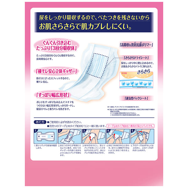 Unicharm Lifree adult incontinence pad 3x absorbency features and design