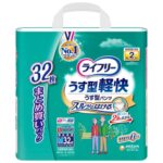Unicharm Lifree Thin Light Absorbent Pants Size M (60-85cm Waist) - 32 Pack, 2x Absorbency