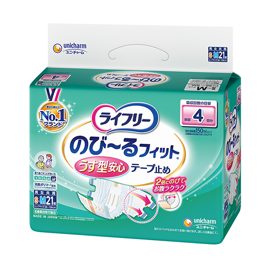 Unicharm Lifree Stretch Fit Thin Tape Nappy – 4x / Approx. 600mL