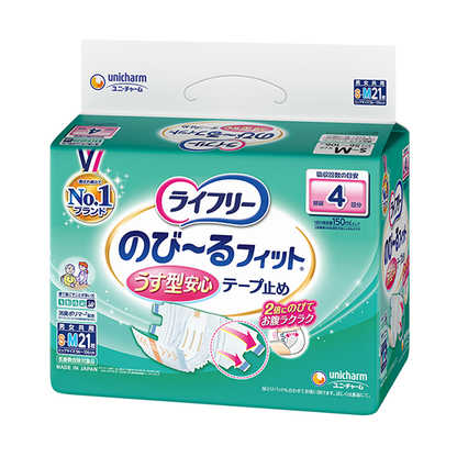 Unicharm Lifree Stretch Fit Thin Tape Nappy – 4x / Approx. 600mL